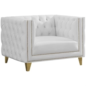 Trent Home Contemporary Faux Leather and Iron Chair in White