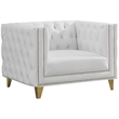 Trent Home Contemporary Faux Leather and Iron Chair in White