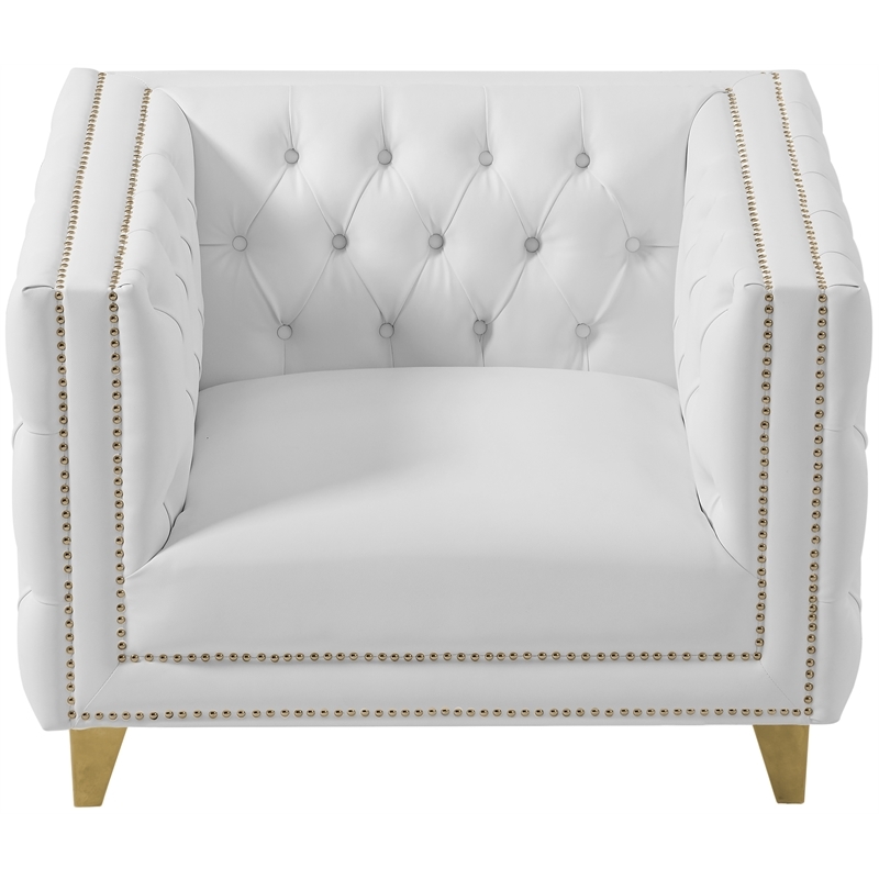 Trent Home Contemporary Faux Leather and Iron Chair in White