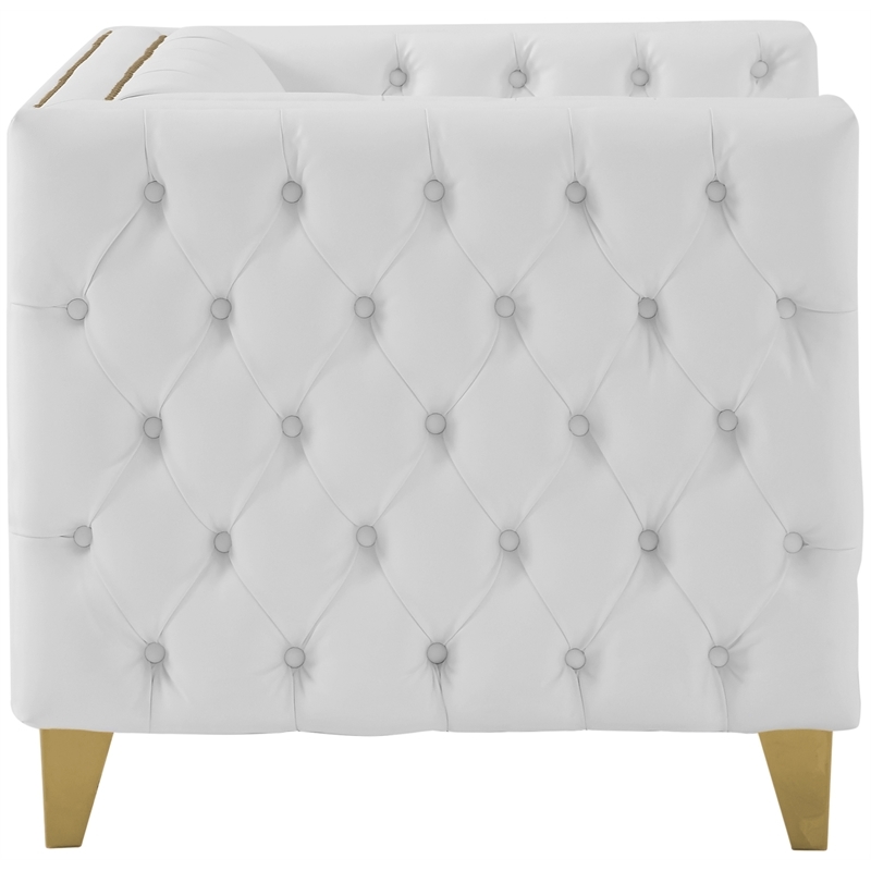 Trent Home Contemporary Faux Leather and Iron Chair in White