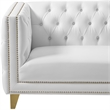 Trent Home Contemporary Faux Leather and Iron Loveseat in White