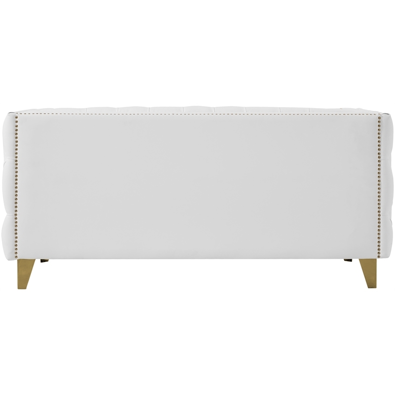 Trent Home Contemporary Faux Leather and Iron Loveseat in White