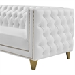 Trent Home Contemporary Faux Leather and Iron Loveseat in White