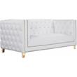 Trent Home Contemporary Faux Leather and Iron Loveseat in White