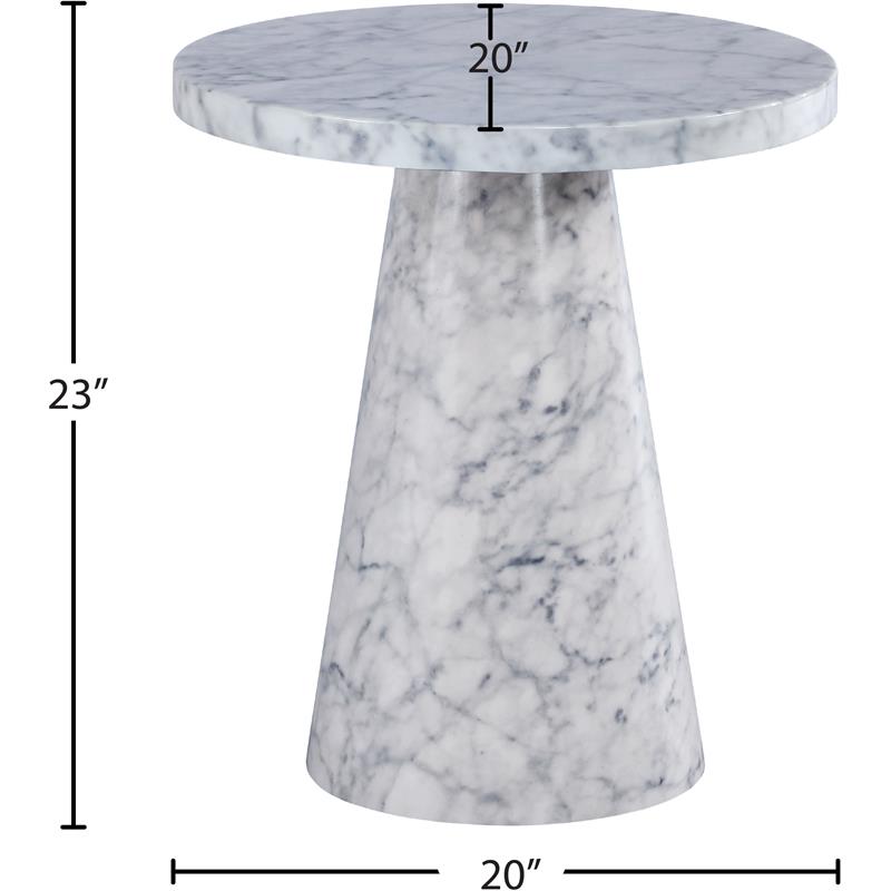 Trent Home Round Contemporary Faux Marble/Solid Wood End Table in White