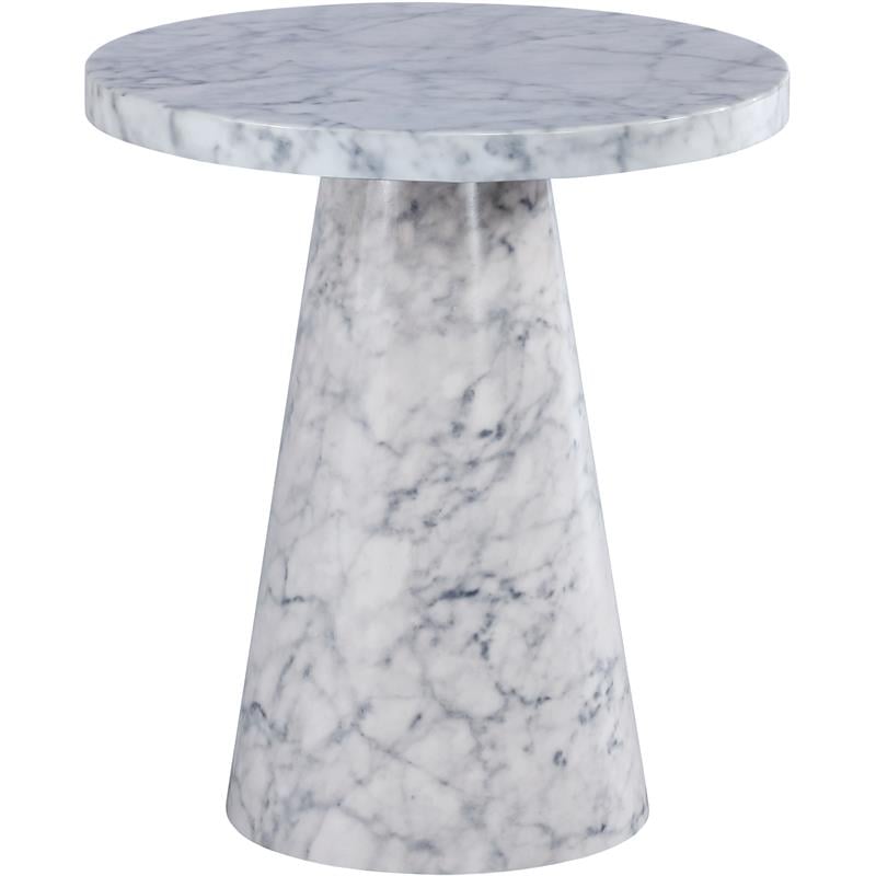 Trent Home Round Contemporary Faux Marble/Solid Wood End Table in White