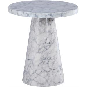 Trent Home Round Contemporary Faux Marble/Solid Wood End Table in White