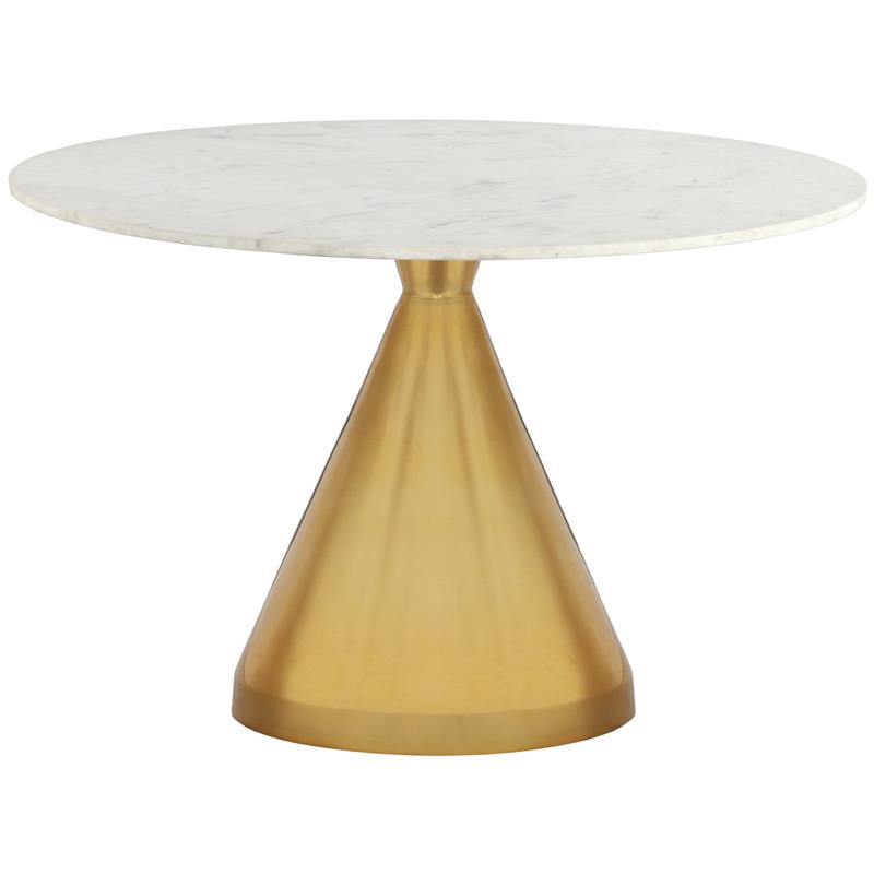 Trent Home Contemporary White Marble Dining Table