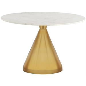 Trent Home Contemporary White Marble Dining Table