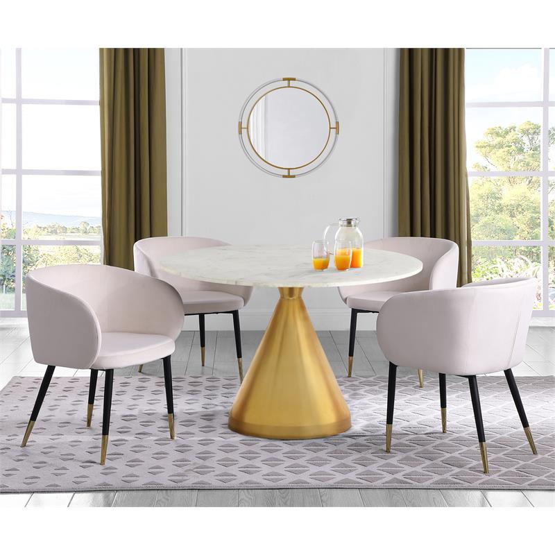 Trent Home Contemporary White Marble Dining Table
