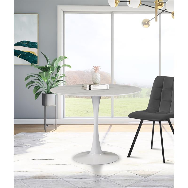 Trent Home Faux Marble White Dining Table Round Contemporary 36