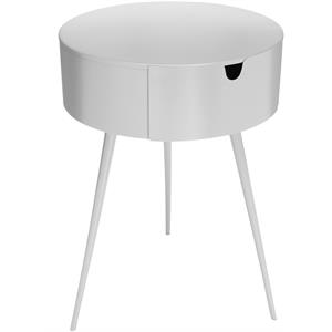 trent home contemporary white metal nightstand/side table