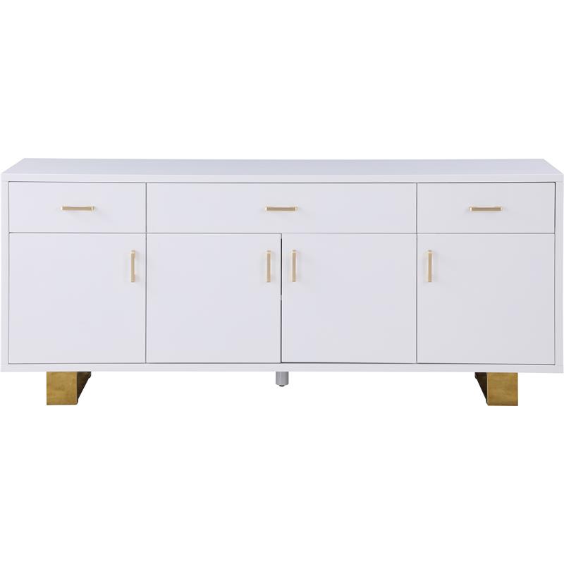 Trent Home Contemporary Sideboard/Buffet in Rich White Lacquer and Gold Finish