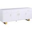 Trent Home Contemporary Sideboard/Buffet in Rich White Lacquer and Gold Finish