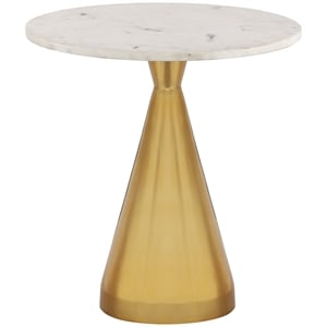 Trent Home Contemporary White Marble End Table