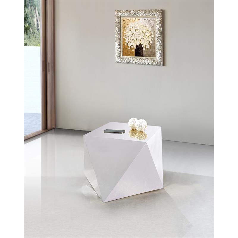 Trent Home Contemporary Stainless Steel Contemporary End Table in Silver