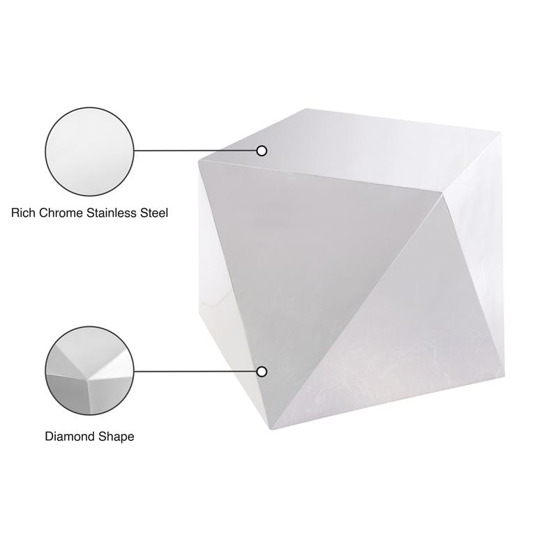 Trent Home Contemporary Stainless Steel Contemporary End Table in Silver