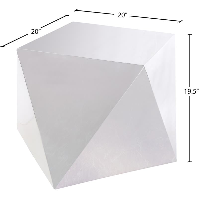 Trent Home Contemporary Stainless Steel Contemporary End Table in Silver
