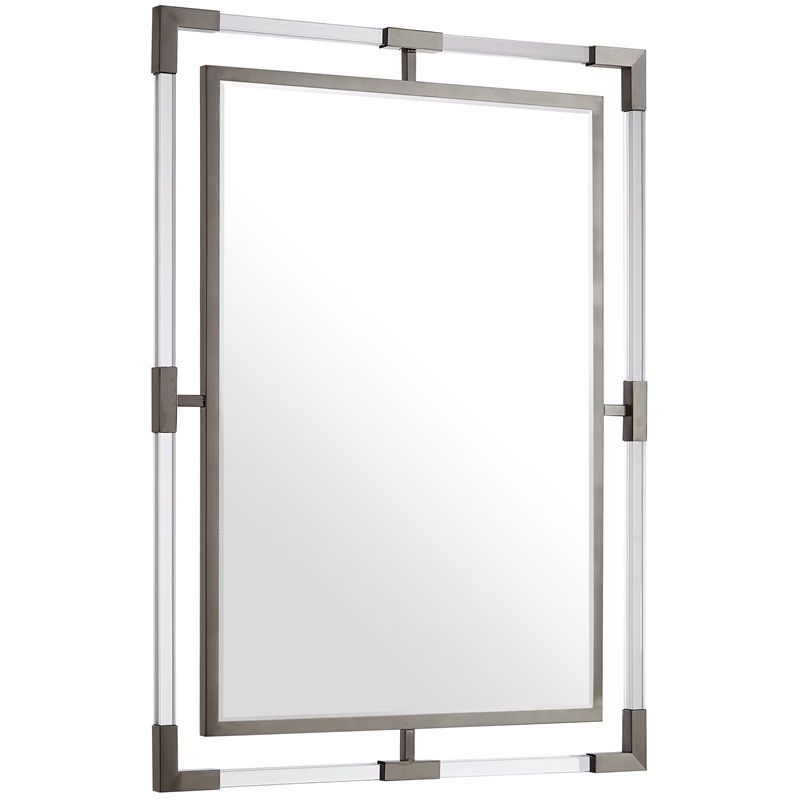 Trent Home Contemporary Chrome Rectangle Mirror