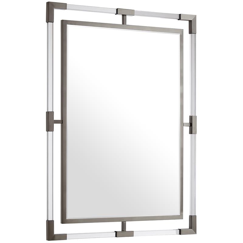 Trent Home Contemporary Chrome Rectangle Mirror