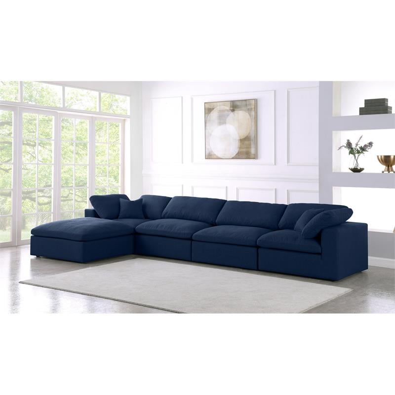 Trent Home Contemporary Navy Durable Linen Fabric Modular Sectional