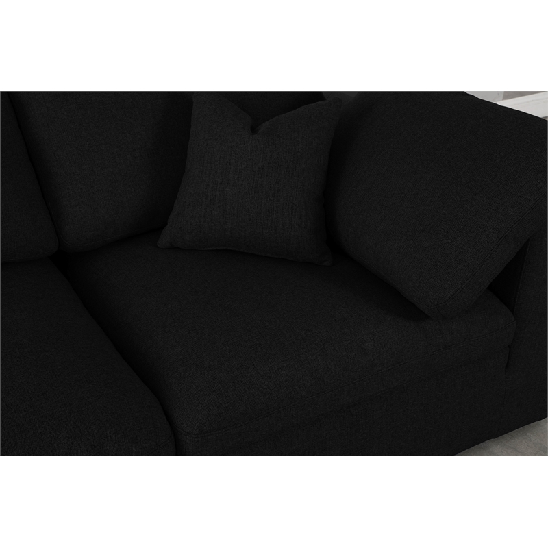 Trent Home Contemporary Black Linen Fabric Modular 3 Piece Sofa
