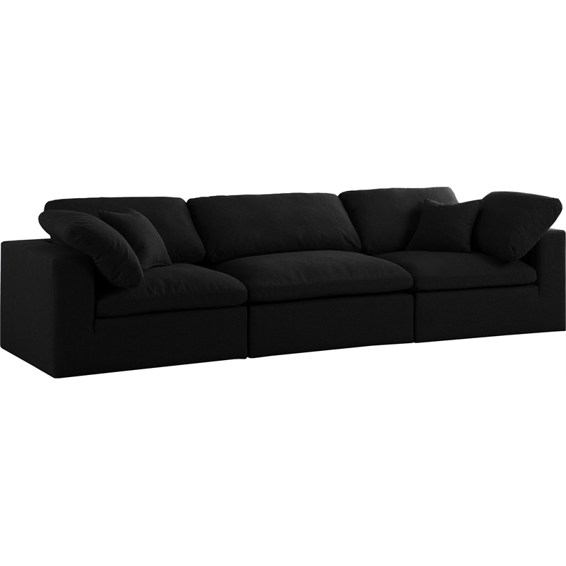 Trent Home Contemporary Black Linen Fabric Modular 3 Piece Sofa