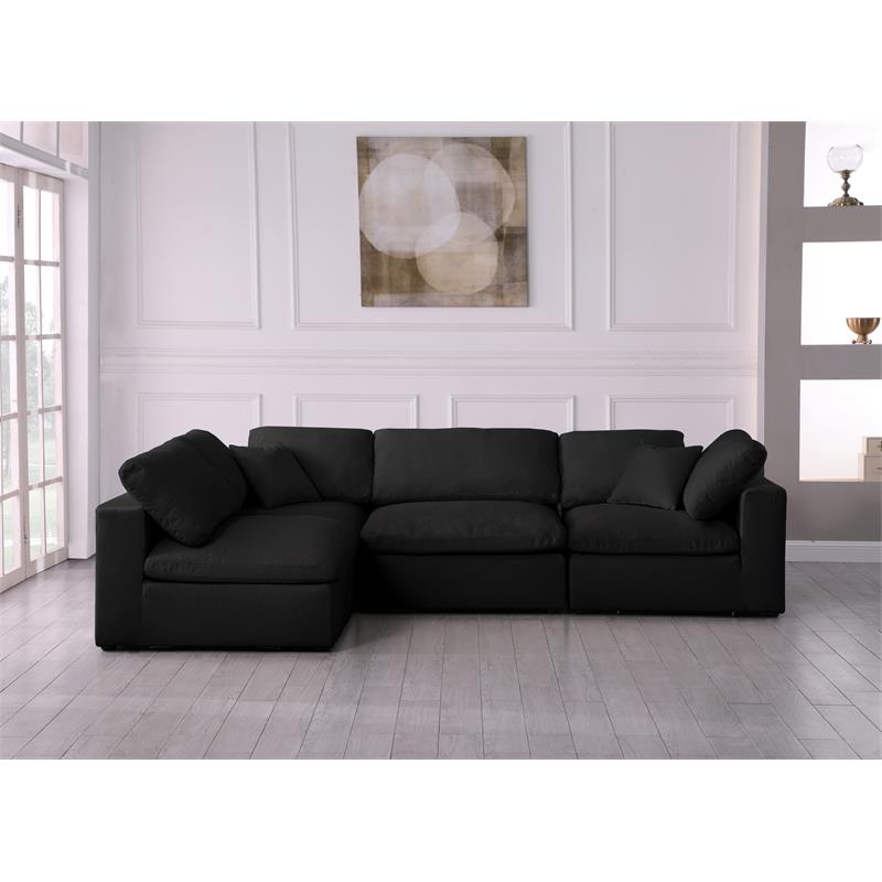 Trent Home Contemporary Black Linen Fabric Deluxe Modular Sectional