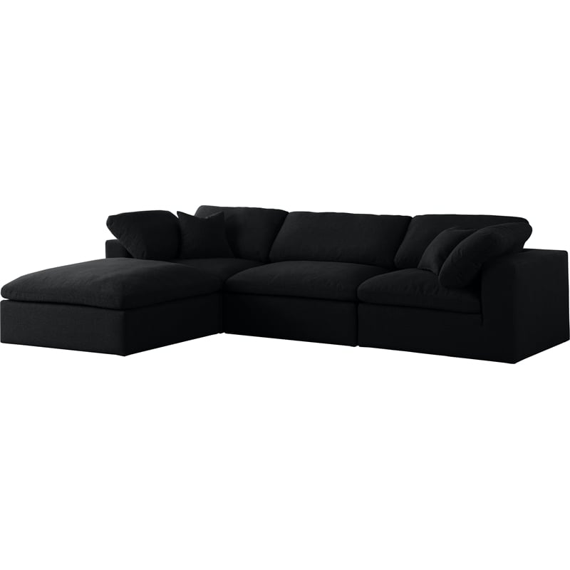Trent Home Contemporary Black Linen Fabric Deluxe Modular Sectional