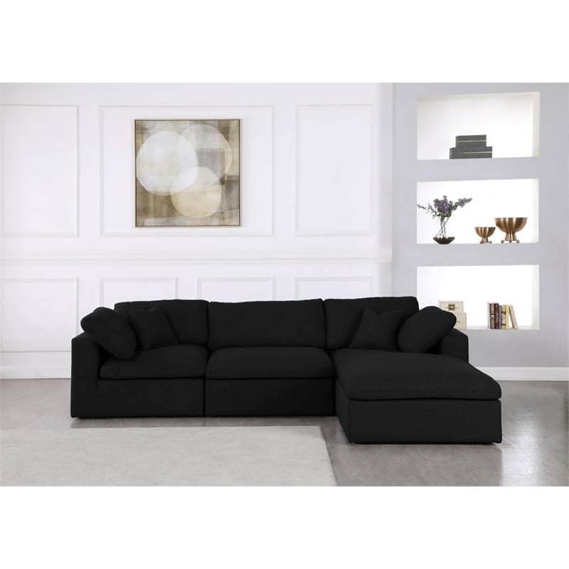 Trent Home Contemporary Black Linen Fabric Deluxe Modular Sectional