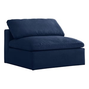 Trent Home 18.5&quot Contemporary Linen Fabric Deluxe Armless Chair in Navy