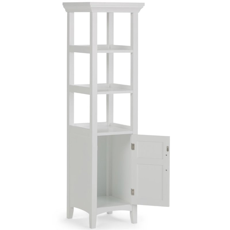 Trent Home Contemporary Wooden Bath Storage Tower in Pure White