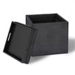 Trent Home Faux Air Leather Cube Storage Ottoman in Black