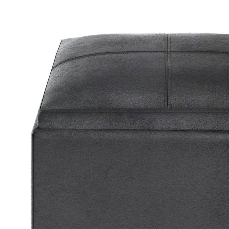 Trent Home Faux Air Leather Cube Storage Ottoman in Black