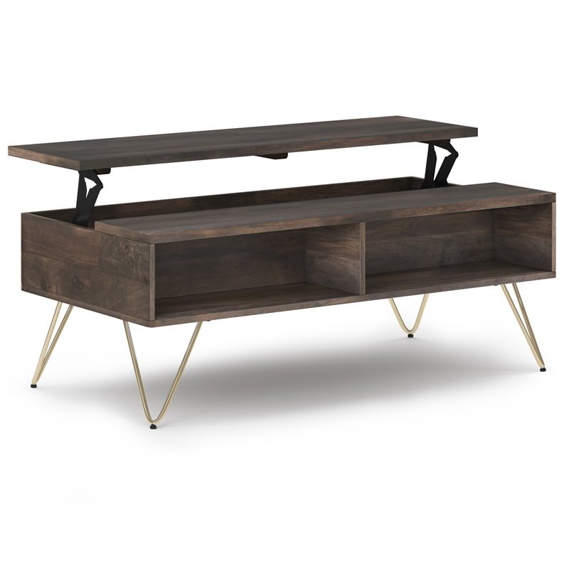 Trent Home Rectangle Wood Lift Top Coffee Table in Black/Ebony