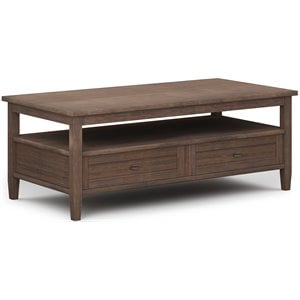 Trent Home Wood 48&quot Rectangle Transitional Coffee Table in Farmhouse Brown