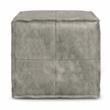 Trent Home Boho Square Pouf in Distressed Gray Faux Leather