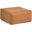Trent Home Boho Large Square Coffee Table Pouf in Distressed Brown Faux Leather