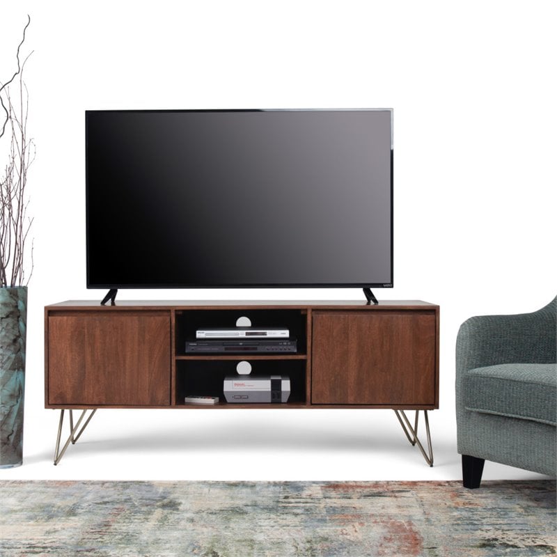 Trent Home Modern Solid Mango Wood TV Media Stand for TVs up to 60