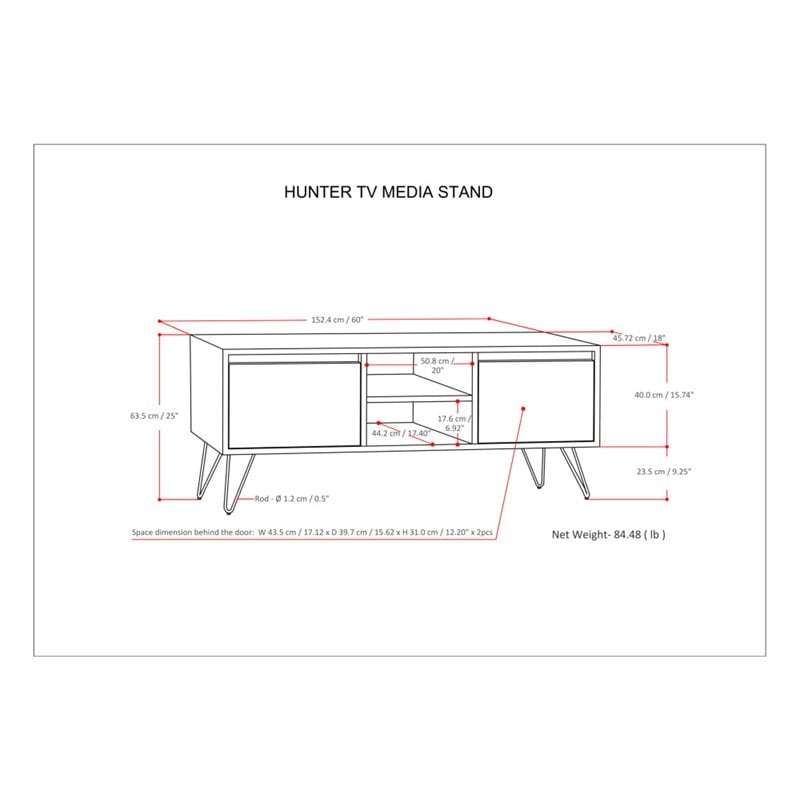 Trent Home Modern Solid Mango Wood TV Media Stand for TVs up to 60
