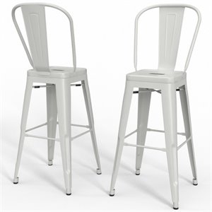 Trent Home 24&quot Industrial Metal Counter Stool in White (Set of 2)