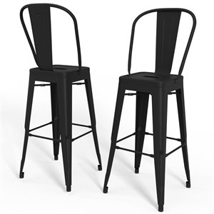 Trent Home 30&quot Industrial Metal Bar Stool in Black (Set of 2)