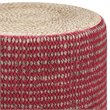 Trent Home Boho Round Braided Pouf in Natural and Maroon Jute