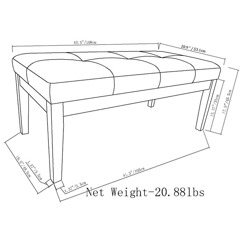 Trent Home Faux Leather Tufted Ottoman Bench in Distressed Saddle Brown
