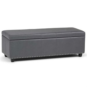 trent home faux leather storage bench in stone gray