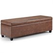 Trent Home Faux Leather Storage Ottoman Bench in Distressed Umber Brown