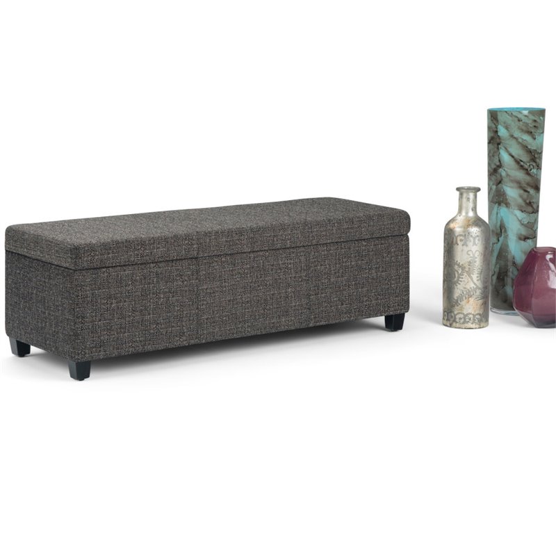 Trent Home Upholstered Storage Ottoman Bench in Dark Gray