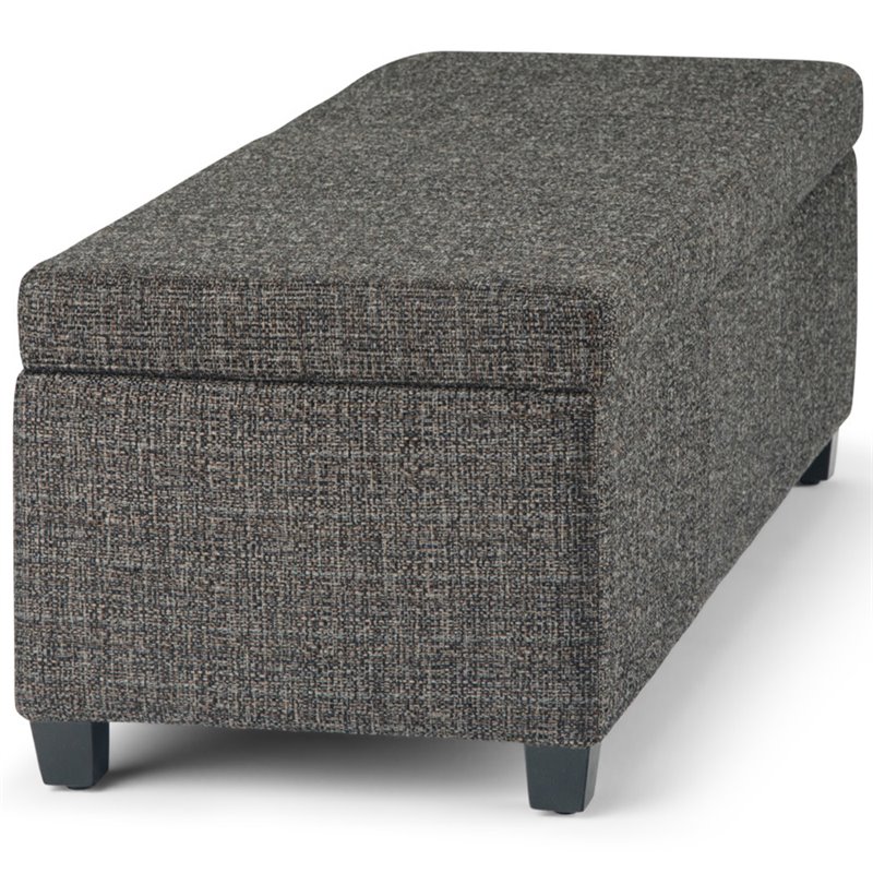 Trent Home Upholstered Storage Ottoman Bench in Dark Gray