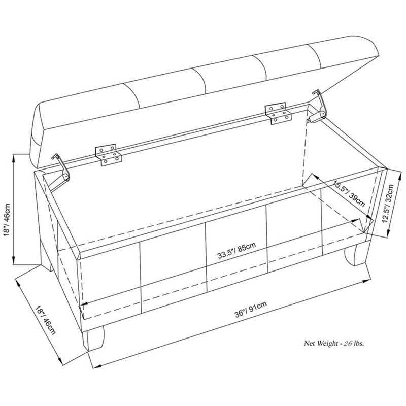 Trent Home Faux Leather Storage Bench in Chocolate Brown