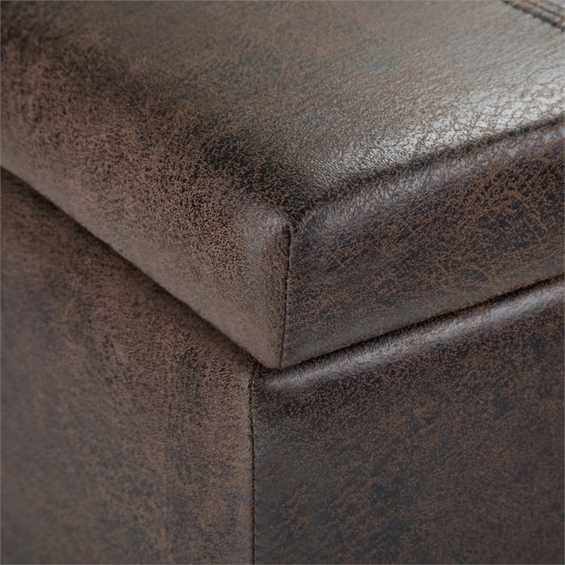 Trent Home Faux Leather Storage Ottoman Bench in Brown